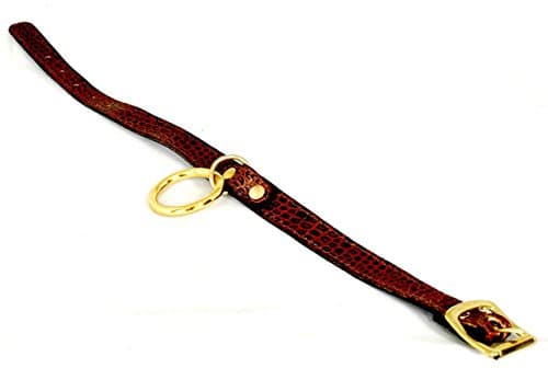 Slap Leather Brown Crocodile Print Collar with Small Ring