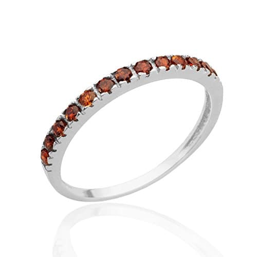 Garnet Stacking ring Gemstone Multistone Everyday ring 925 Sterling Silver jewellery Birthstone Half Eternity ring for women