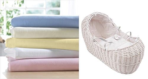 2 x Moses Basket 100% Cotton Soft Jersey Fitted Sheets (Pink)
