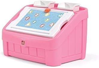 Step22-in-1 Toy Box and Easel Lid for Kids, Playroom Storage and Organizer, Lid Coverts to Art Table, Ages 2+ Years Old, Pink