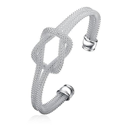Whobabe Knot Mesh Bangle Bracelet Solid Sterling Silver 925 Plated