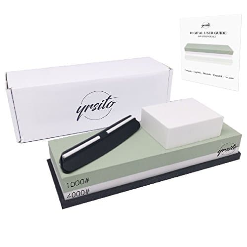 Whetstone Yrsito - Knife Sharpening Stone Double Face 1000/4000 The Most Versatile - This Kinfe Sharpener Will Give Rebirth To Your Knives - Allows Good Quality Sharpening - GIFT: Angle Guide &amp; Stone Cleaning / Lapping - Digital Instruction Guide In 5 Languages To Download - Sharpen Your Safe Blades With Silicone Non-Slip Base - The Best Sharpening Method