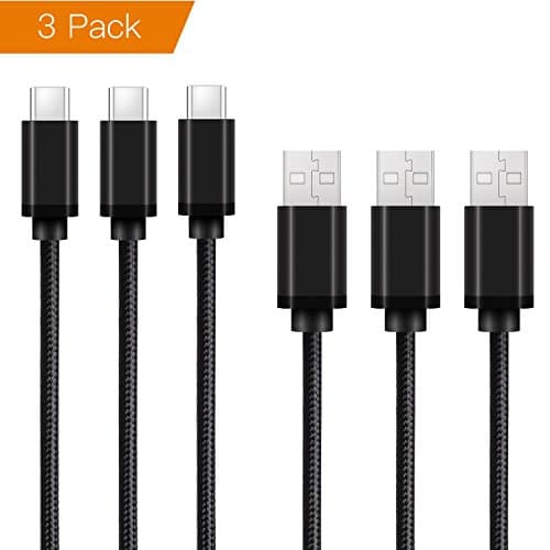 [3-Pack, 2m] USB Type C Cable, CeeOne Nylon Braided USB C Fast Charging and Data Cable for Samsung Galaxy S8 / S8 Plus / Note 8, LG G5 / G6, Sony Xperia XZ, Chromebook Pixel, Google Pixel / Pixel 2, N