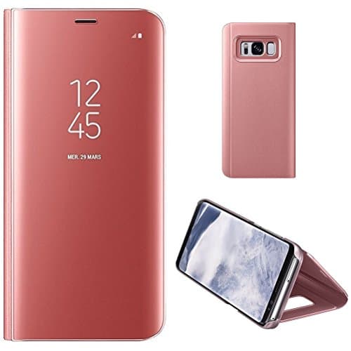 Mobile Phone Case Cover Shell for Samsung Galaxy S8/S8&nbsp;Plus Flexible Screen Protector &amp; Soft, Clear-View Flip Cover / Grip Pack with Mirror