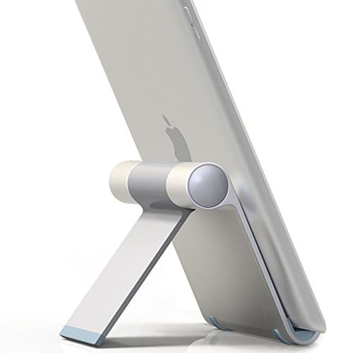 iPad Stand, Vobon Mobile Phone Stand, Portable Multi Angle Tablet Holder Dock for iPad Pro / Air / Mini, Android Tablet, Kindle, Compatible with iPhone X / iPhone 8, Galaxy Note 8 / S8 and Most Smartphones (4"-10") (Silver)