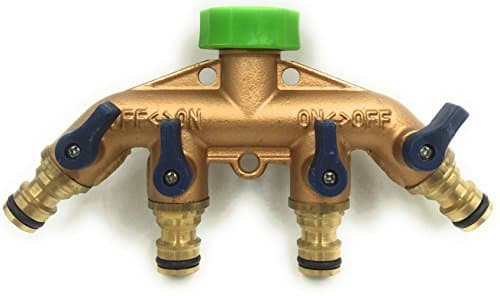 E1004 Heavy Duty Solid Brass 4 Way Tap Connector with shut-off valves,compatible with 20mm (3/4") &amp; 25mm (1") tap