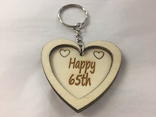 Happy 65th Birthday Heart Keyring
