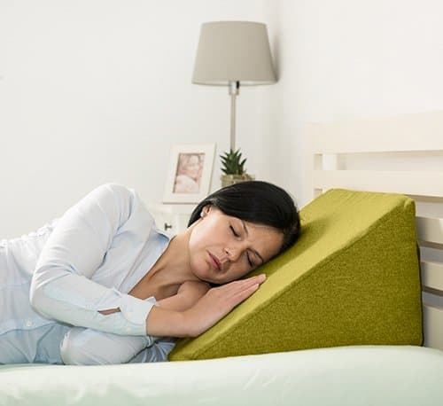 Flex Foam 'Ava' Bed Wedge Support Cushion with Removable Olive Wool Effect Cover