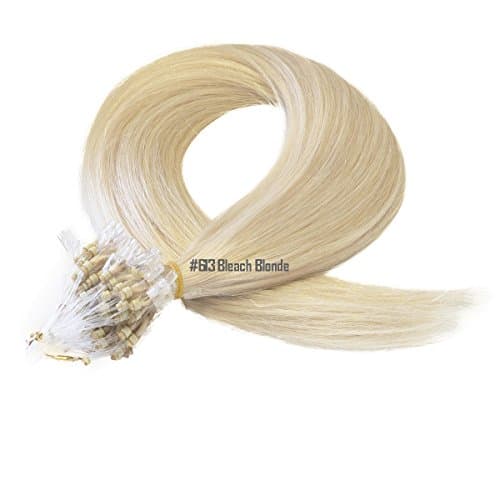 Micro Loop Ring REMY Human Hair Extensions-#613 Bleach Blonde-0.8g x 20strands-Grade AAA