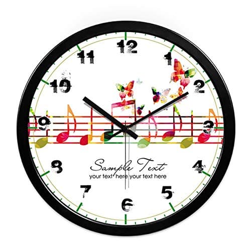 IGNB Wall Clock Creative Metal Black Frame Quartz Watch Arabic Digital Glass Mirror Mute Sports Wall Clock Living Room Home Decoration 12 Inches,Black