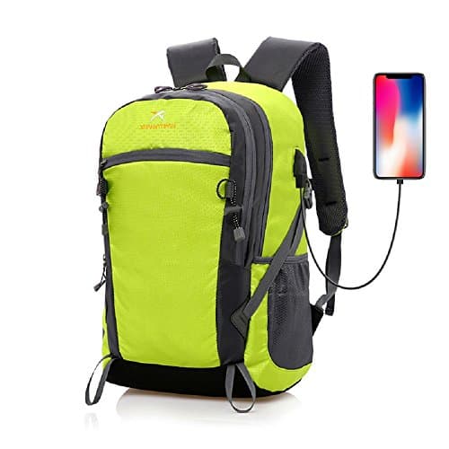 BAINA Lightweight Hiking Backpack Trekking Rucksack Foldable Packable Daypack Shoulder Bag Waterproof Outdoor Sports-Green