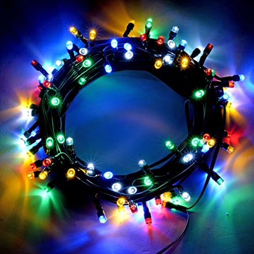 PKYs 50 LED Solar Powered String Fairy Lights Multi Colour Outdoor Garden Xmas Garten, Rasen, Wartung