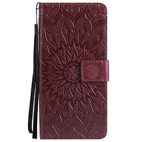 Huawei Mate10 Lite Case - High Quality Flip PU Leather Case Sun Embossed Pattern/Stent/Wallet/With Card Holder/Protection Case Cover for Huawei Mate10 Lite(Brown)