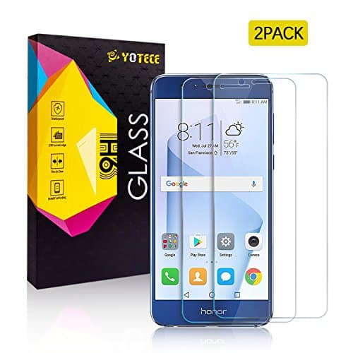 Huawei Honor 8 Screen Protector - [2-pack] Yotece Huawei Honor 8 Tempered Glass 9H Hardness, Ultra Clear, Smooth, Perfect Protection Against Water, Dust, Scratches, Blasefrei Fingerprint Free