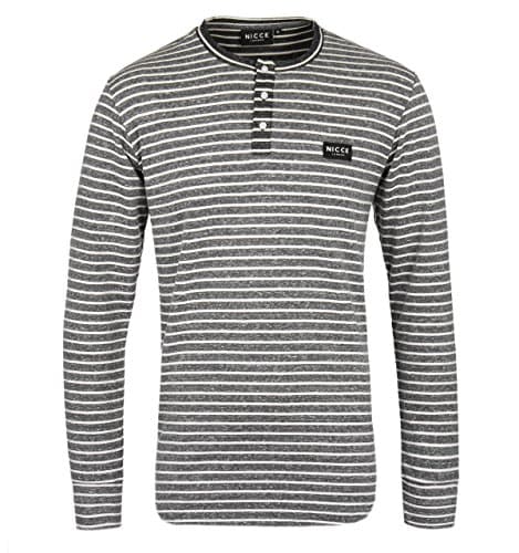 Nicce Grey MARL Striped Oversized Sweatshirt-Large