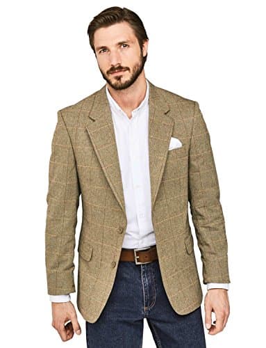 Mens Woolmix Herringbone Tailored Jacket Blazer Brown 48L