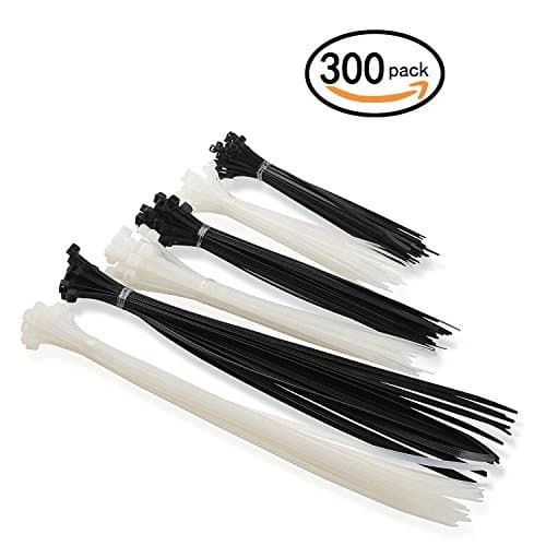 Cable Zip Ties, 300 Pcs Adjustable Durable Self locking 6+8+12-Inch Nylon Zip Cable Ties in Black & White for Home Office Garage Workshop Heavy Duty
