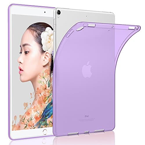 iPad Pro 10.5 2017 Case Cover, HZSSEC iPad Pro 10.5" Inch Soft Flexible TPU Case [Crystal Clear] Transparent Back Protector Cover Shockproof, Purple