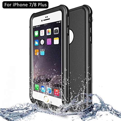 iPhone 7/8 Plus Waterproof Case, NewTsie Full-body Protective Shockproof Snowproof Dustproof Dirtproof with Built-in Screen Protector Case Cover for Apple iPhone 7/8 Plus 5.5 inch [Hard Plastic] (P-Black)