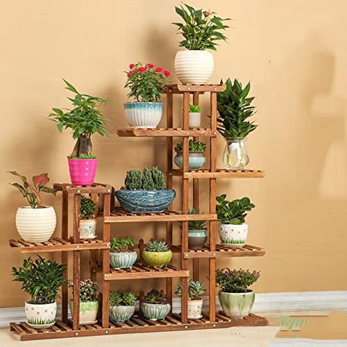 Multi-Tier staircase plant stand flower rack solid wood balcony pot floor modern simple creative for outdoor Indoor-A