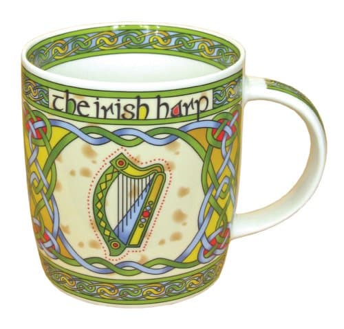 Irish Weave Ceramic Mug Collection With Harp Ring Print