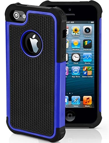 CellBoutique TM ShockProof Triple Hard back Case Cover For Apple iPhone 4s 5s 5c 6 6 Plus With Screen Protector (iPhone 4 4s, Blue)