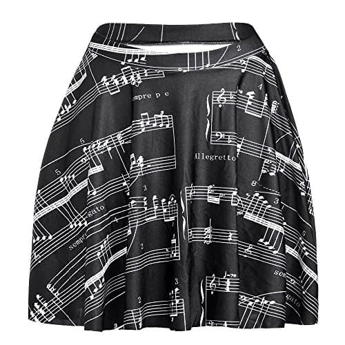 Skirts Plus Size Mini White Music Notes Skirts 3D Skirts