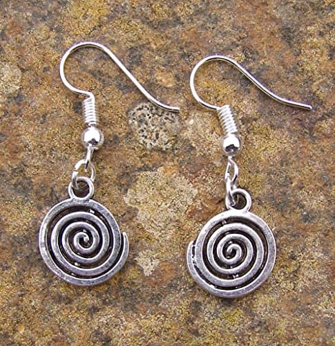 Silver Colour Spiral Earrings, Silver Hooks, 1.2 cm Drop Hand Made
