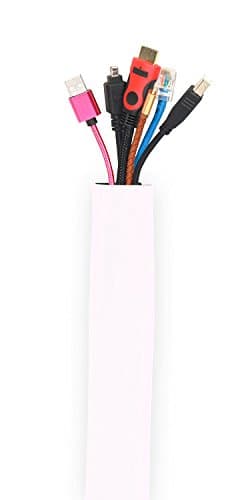 White Premium Cable Organizer Sleeve by WireDevil - 1 Meter (About 40 in) Long, Flexible Neoprene Cord Wrap for Computer and TV Power and Wire Cord Management Solution