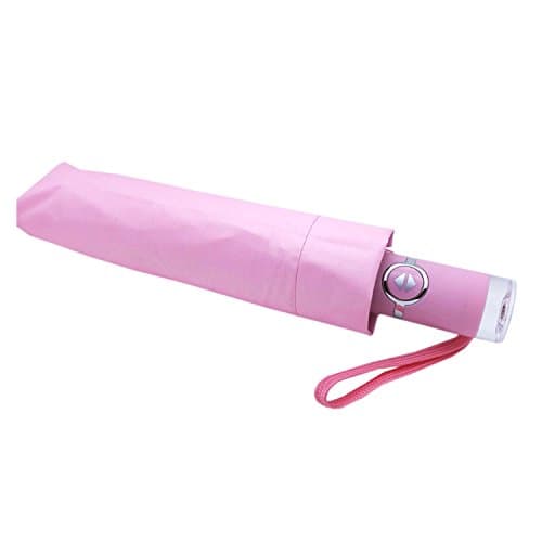 Sky Accessories Windproof Waterproof Anti-UV UPF 50 Sunproof Automatic Open/Close Travel Umbrella, with Lucite Handle, Cuff Case, Multiple Colors Available (Pink)