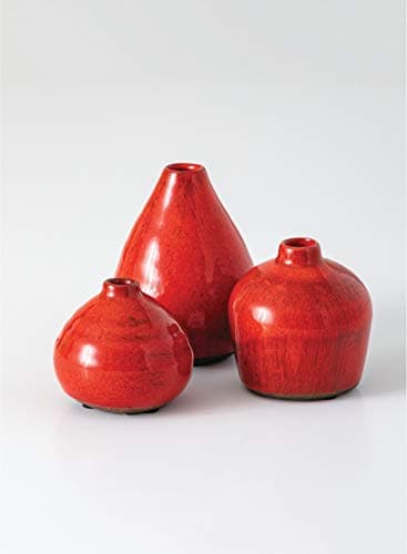 Sullivans Small Ceramic Vase Set Various Sizes Red-Orange Set Of 3 (Cm2038)