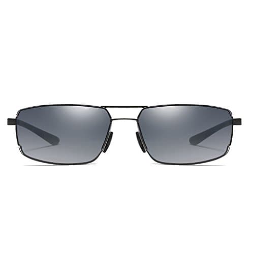 LUOMON Navigator Sunglasses for Men TR90 Black Frame/Grey Gradient Rectangular Lens LM128