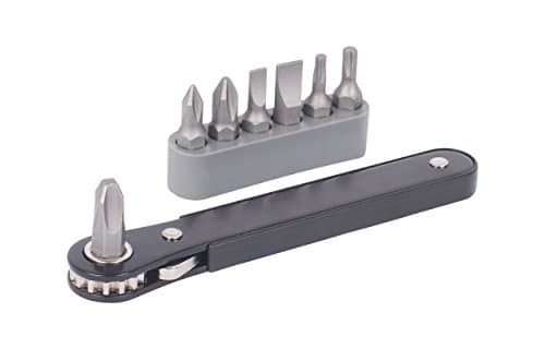 Premium Mini Magnetic Ratcheting Right Angle Close Quarter Screwdriver and Micro Ratchet and Bit Set - 1/4-Inch Drive