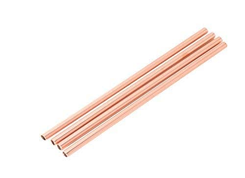 5 pcs Copper Drinking Straws - Large Size Smoothie or Cocktail Straws or Only Cold Drinks - Handcrafted 100% Pure Copper - INCLUDES FREE WIRE CLEANING BRUSH!