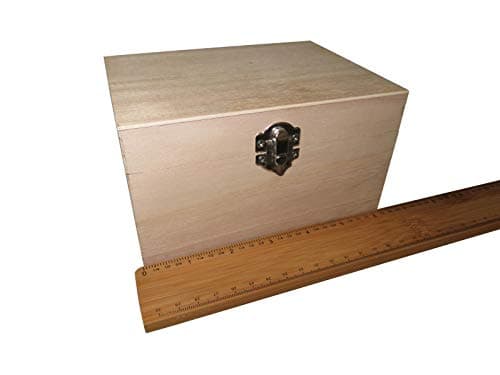 Filoro Plain Wooden Box Hinged Lid for Memory Keepsake Storage - Paint Decorate Customise for Creative DIY Craft - Trinket Jewellery Treasure Chest - Silver Clasp Lock – Small Size 2 (12 x 9 x 7cm)