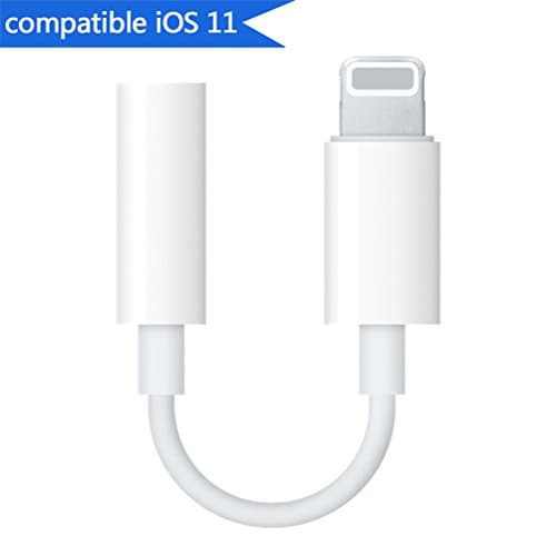 Lightning to 3.5mm Headphone Jack Adapter for iPhone 7/7 Plus/X/10/8/8 Plus/iPad iPod Converter 3.5mm Earphone Lightning Adaptor Accessories Support iOS 10.33 /11.2 and Later(White)