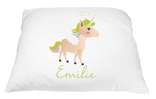 Personalized Kid's Unicorn Pillowcase Microfiber Polyester Standard 20 by 30 Inches, Green Haired Unicorn Pillow Cover for Girls, Personalized Pillow with Names, Personalized Gifts for Kids
