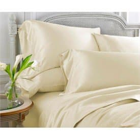 800 Thread Count Three (3) Piece Twin Size Ivory Solid Bed Sheet Set, 100% Egyptian Cotton, Premium Hotel Quality