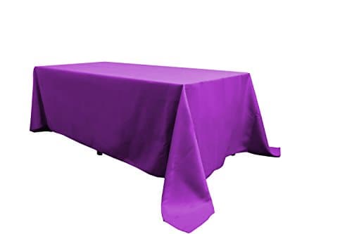 Silk Love Tablecloth - 90 x 132 Inch -Purple-Rectangular Polyester Table Cloth, Wrinkle,Stain Resistant - Great for Buffet Table, Parties, Holiday Dinner &amp; More