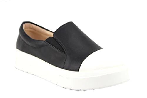 Machi Womens Muchi Platform Cap Toe Flats, Black, 6.5