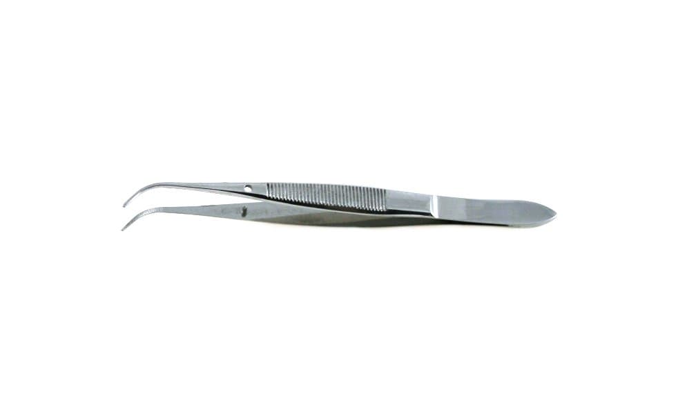 Iris Dressing Forceps 4" Half Curved Serrated Tips | Medixplus