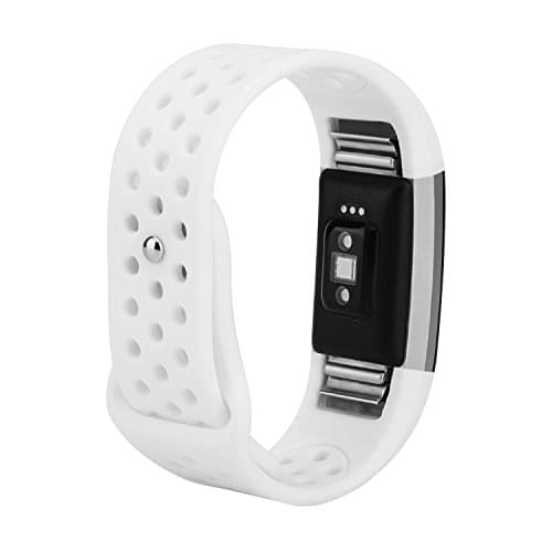For Fitbit Bands, Wristband Adjustable Comfortable Soft Silicone Replacement Band for Fitbit Charge 2 Fitness (White, Small (5.5”-6.7”))