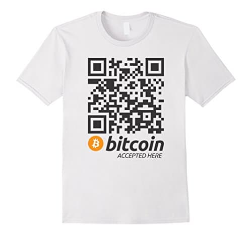 Men's Bitcoin Accepted Here QR Code T-Shirt Small White