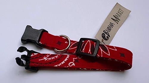Dog Collar, Handmade using actual Bandanas, Red, Extra Large
