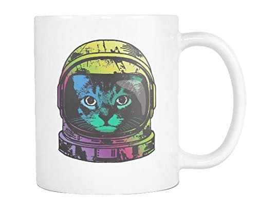 Rainbow Color Cat Astronaut Mug Scifi