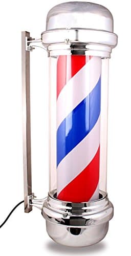 27" Barber Pole LED Light Red White Blue Stripes Rotating Hair Salon Spa Shop
