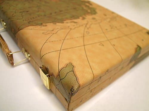 ChessBaron Backgammon Set - 15 Inch World Map Leatherette Case