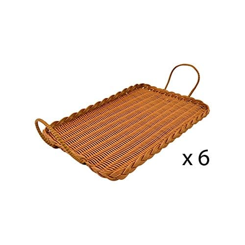 Bakers Window Polywicker Tray with Handles, Bread, Cake, Pastry Display or Serving (6 Trays)