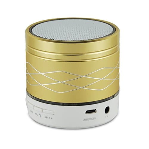 EZMAX Bluetooth Speaker USB Flash Disk TF Card Multi-Function Colorful LED Portable Wileress Speaker FM Radio (Gold)