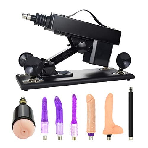 YOTEFUN Adult Machine Automatic Massage with Suction Cup Multispeed Adjustable Telescopic Thrusting with 7 Attachment Black